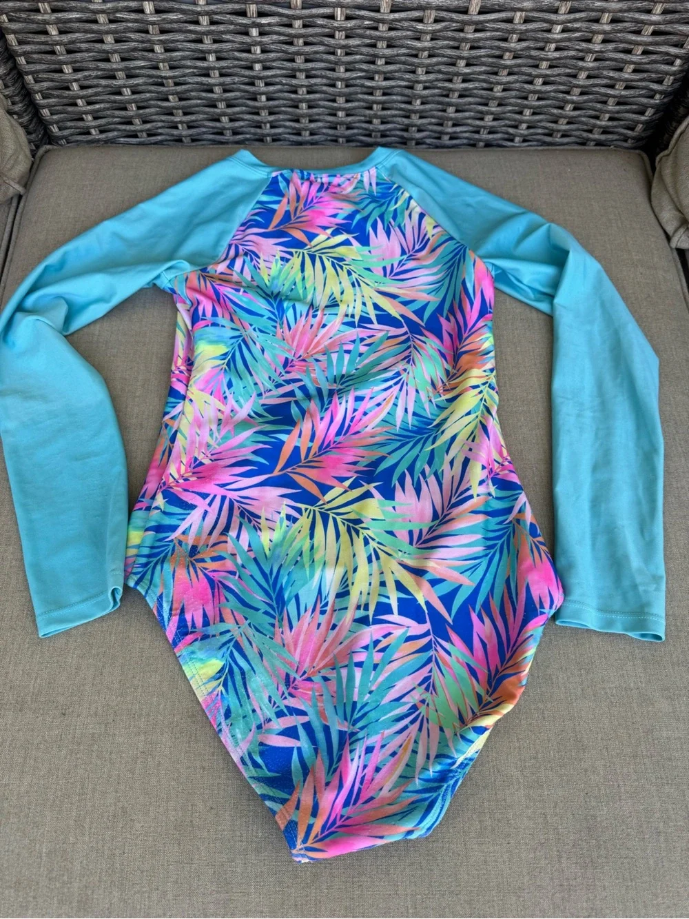 Cat & Jack, Long Sleeve, One-Piece Swimsuit, Tropical Print, Size L 10/12